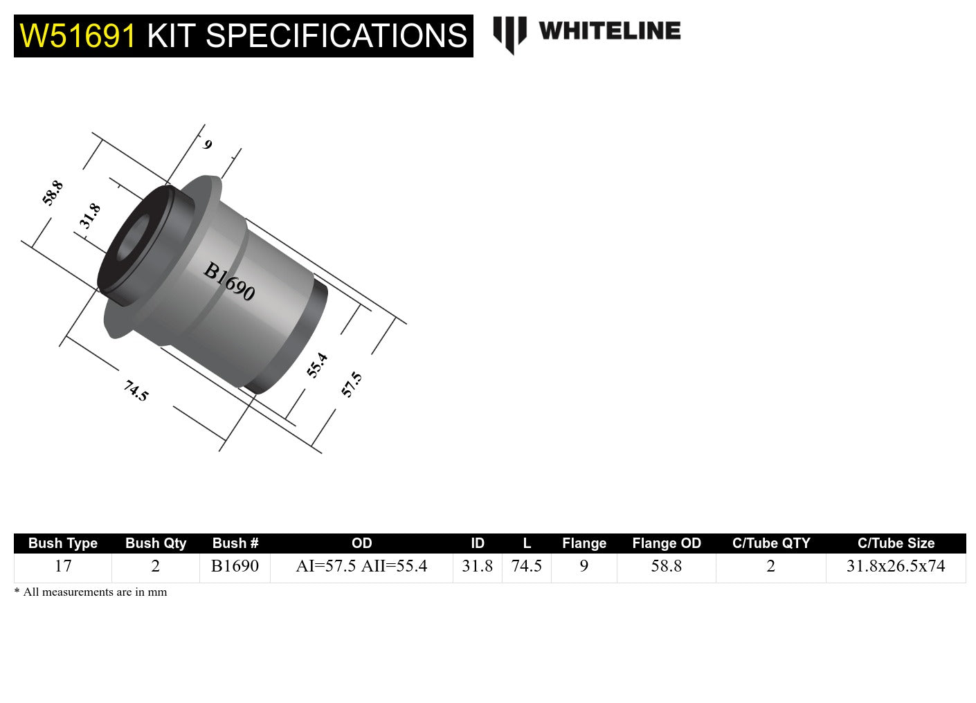 Control arm - upper inner rear bushing