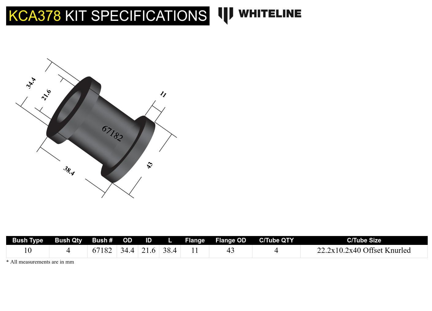 Fixed Camber Kit - Front Control arm upper bushing - Honda