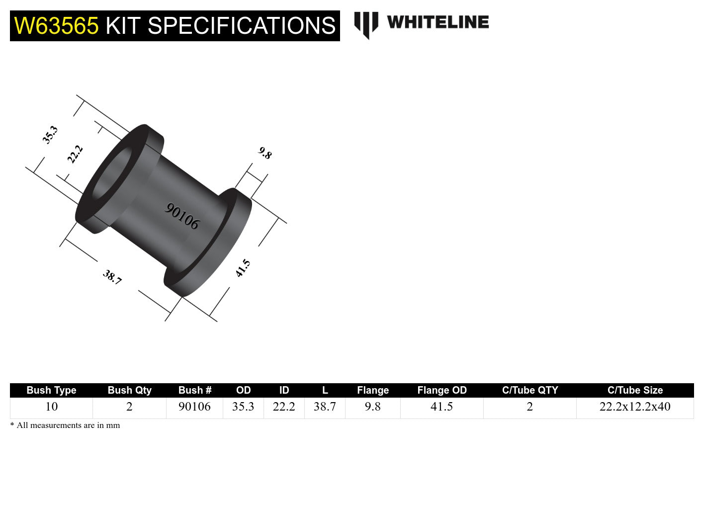 Rear Trailing Arm - Lower Front Bushing Kit