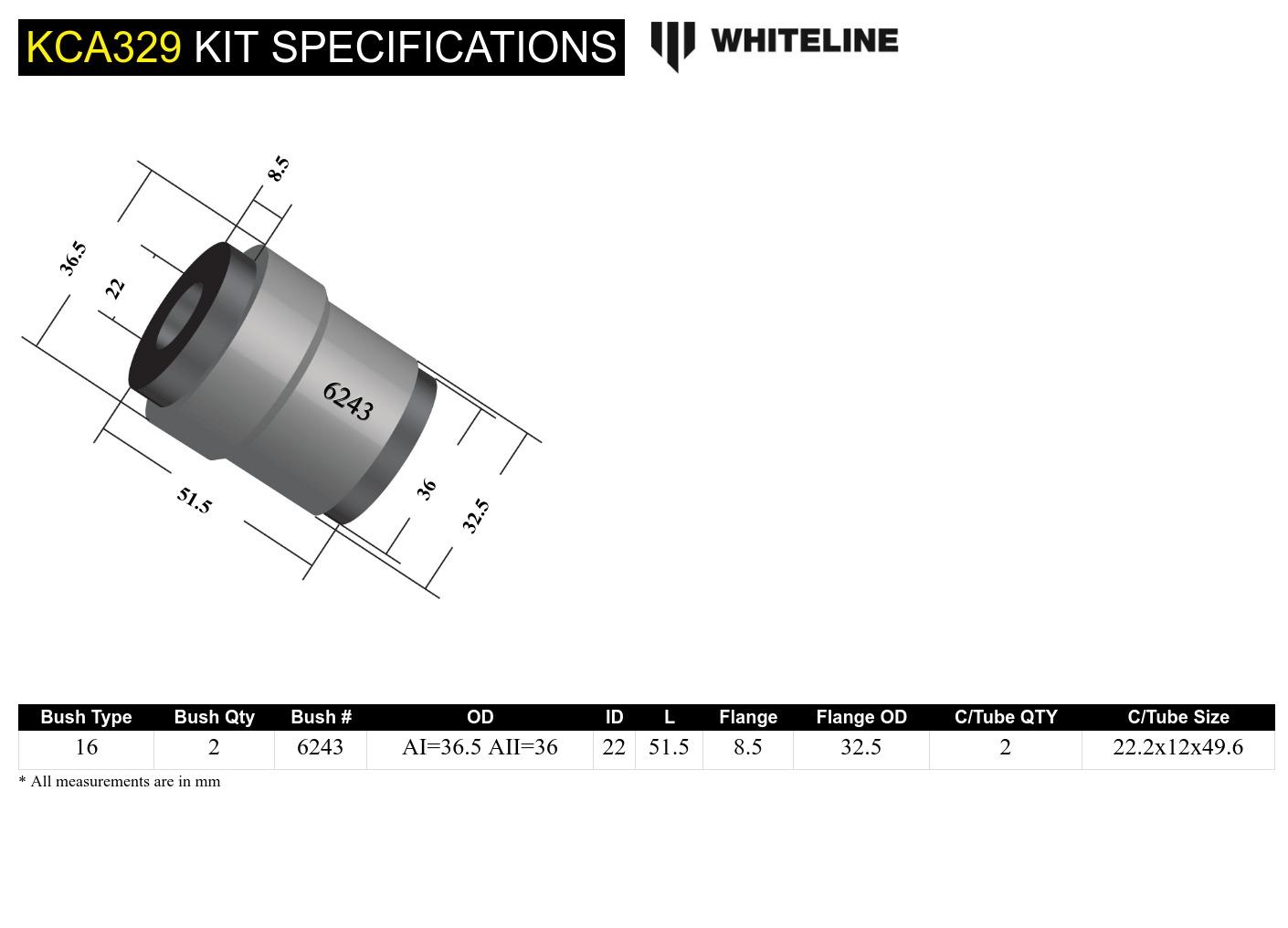 Camber adjustable control arm bushing kit - upper inner